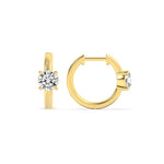1.5Cttw Round Shaped Lab Grown Diamond (F/VS) Accented Huggie Earrings in 14K Yellow Gold
