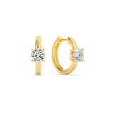 1.5Cttw Round Shaped Lab Grown Diamond (F/VS) Accented Huggie Earrings in 14K Yellow Gold