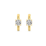 1.5Cttw Round Shaped Lab Grown Diamond (F/VS) Accented Huggie Earrings in 14K Yellow Gold