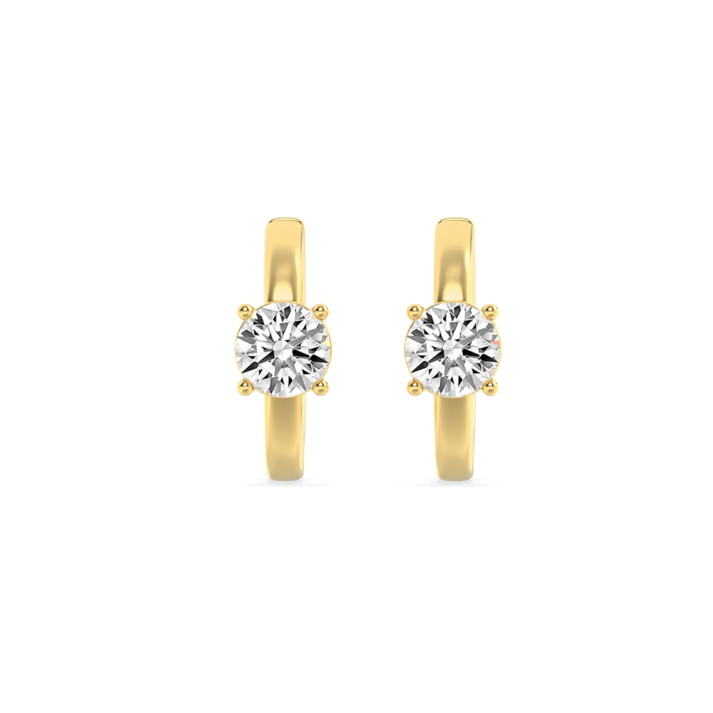 1.5Cttw Round Shaped Lab Grown Diamond (F/VS) Accented Huggie Earrings in 14K Yellow Gold