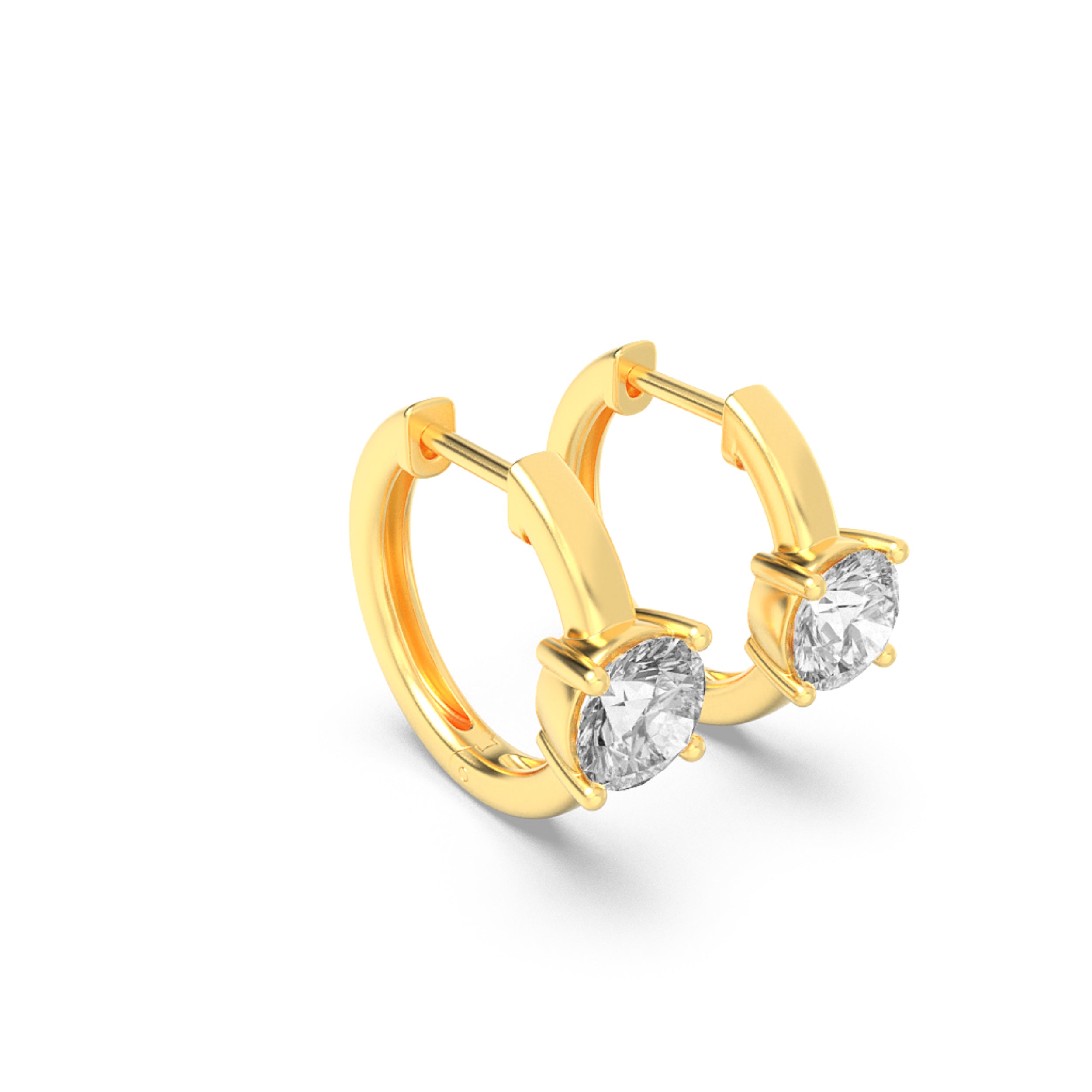 1.5Cttw Round Shaped Lab Grown Diamond (F/VS) Accented Huggie Earrings in 14K Yellow Gold
