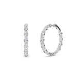 10Cttw Oval Shaped Lab Grown Diamond (F/VS) Inside Out Hoop Earrings in 14K White Gold