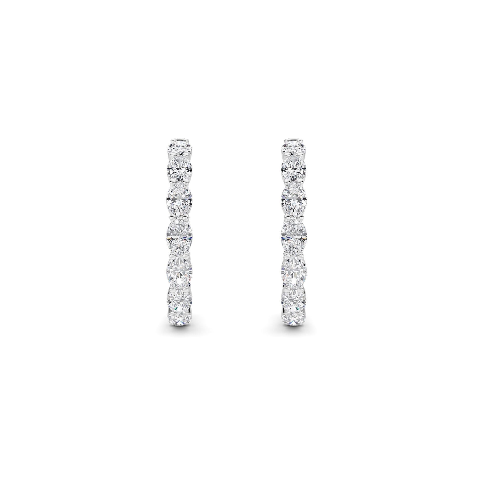 10Cttw Oval Shaped Lab Grown Diamond (F/VS) Inside Out Hoop Earrings in 14K White Gold