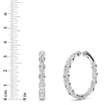 10Cttw Oval Shaped Lab Grown Diamond (F/VS) Inside Out Hoop Earrings in 14K White Gold