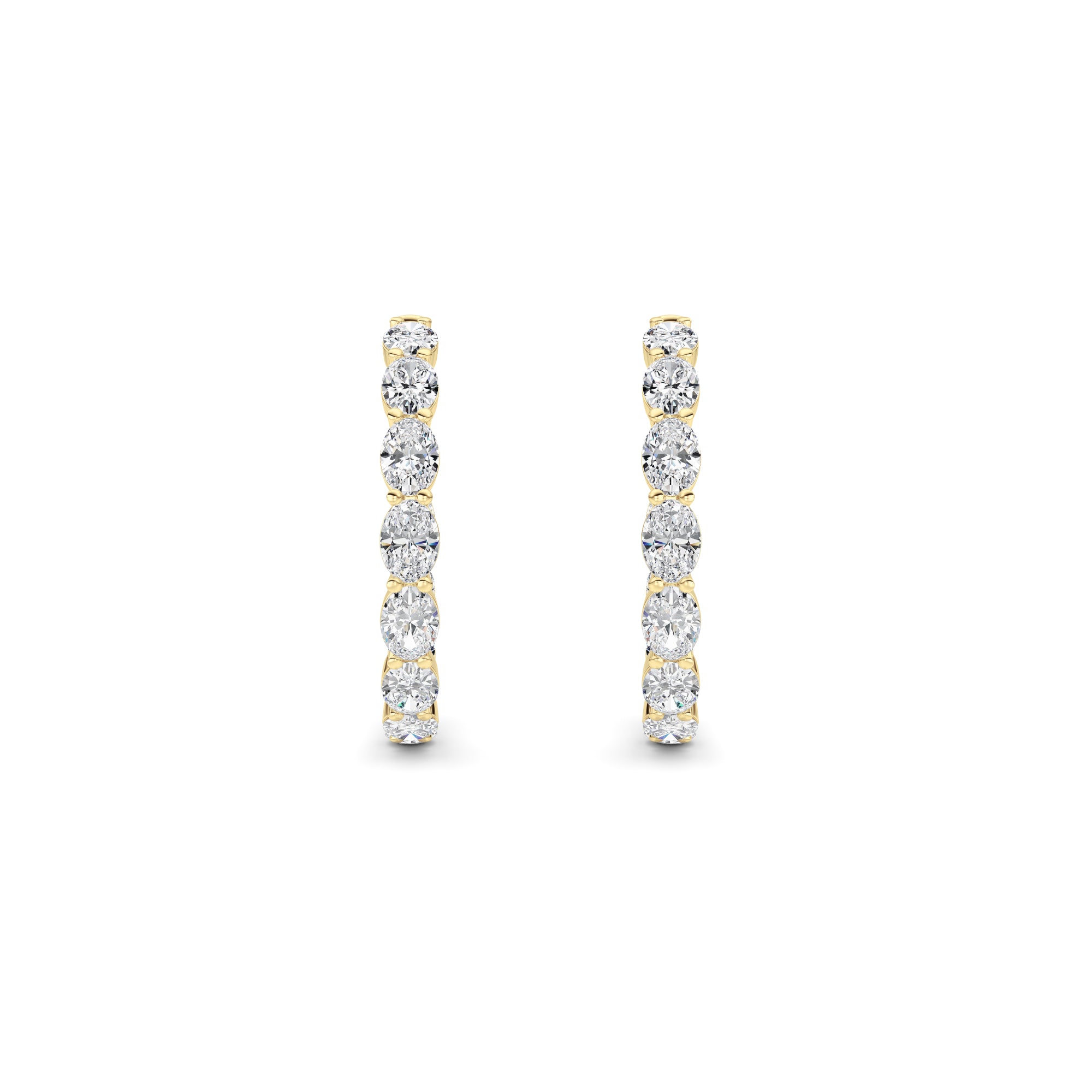 10Cttw Oval Shaped Lab Grown Diamond (F/VS) Inside Out Hoop Earrings in 14K Yellow Gold