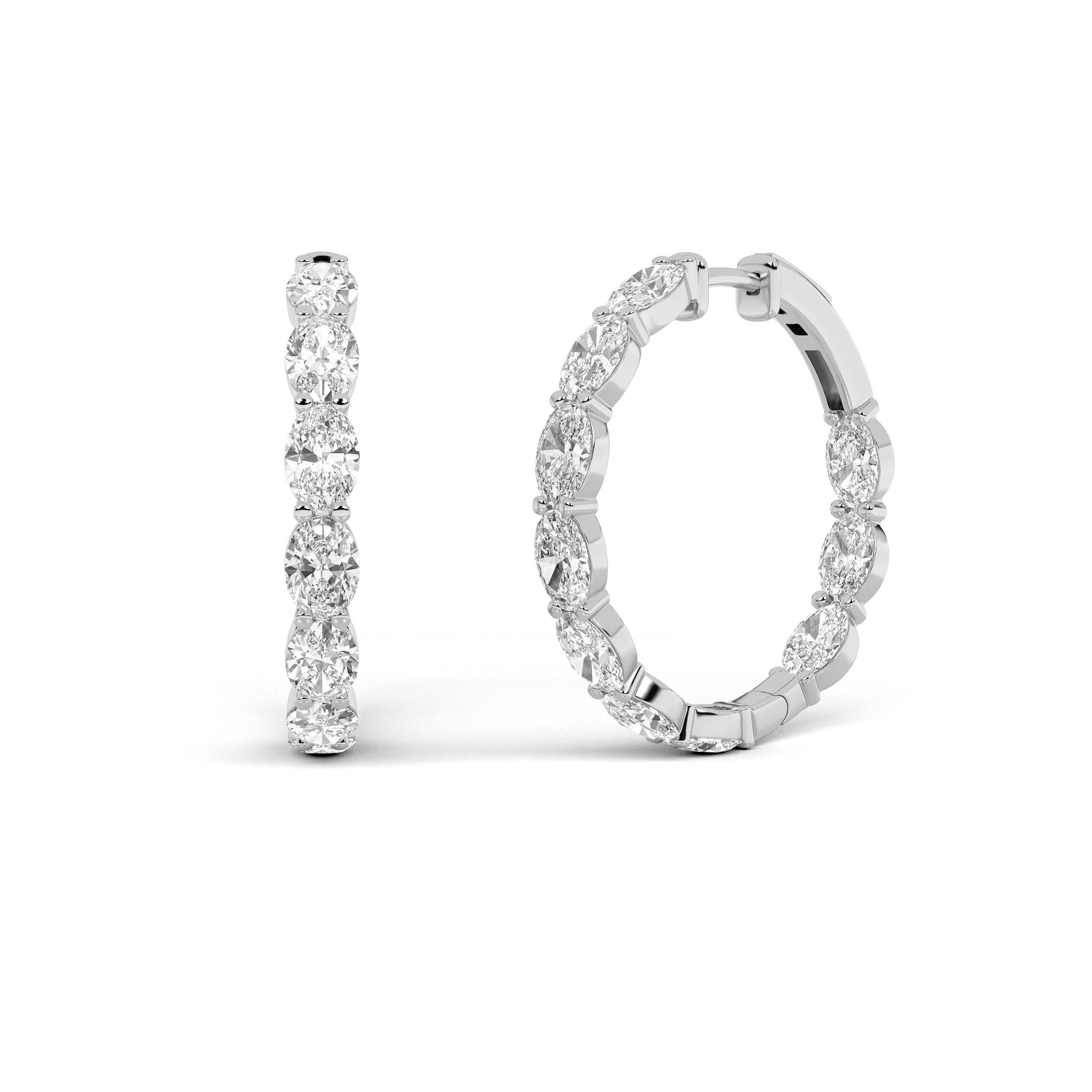 8Cttw Oval Shaped Lab Grown Diamond Inside Out Hoop Earrings in 14K Gold (F/VS)