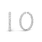 10Cttw Round Shaped Lab Grown Diamond Inside Out Hoop Earrings in 14K Gold (F/VS)