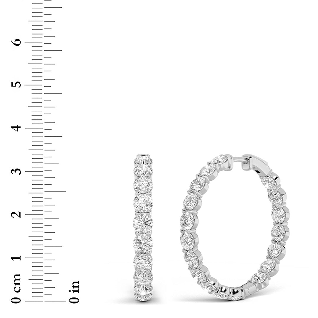 10Cttw Round Shaped Lab Grown Diamond Inside Out Hoop Earrings in 14K Gold (F/VS)