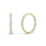 10Cttw Round Shaped Lab Grown Diamond Inside Out Hoop Earrings in 14K Gold (F/VS)