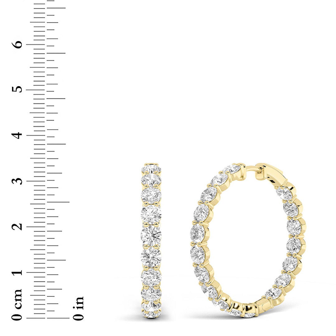 10Cttw Round Shaped Lab Grown Diamond Inside Out Hoop Earrings in 14K Gold (F/VS)