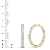 10Cttw Round Shaped Lab Grown Diamond Inside Out Hoop Earrings in 14K Gold (F/VS)