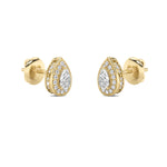 1Cttw Pear Shaped Lab Grown Diamond (F/VS) Halo Stud Earrings in 14K Gold