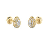 1Cttw Pear Shaped Lab Grown Diamond (F/VS) Halo Stud Earrings in 14K Gold