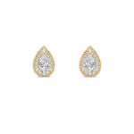 1Cttw Pear Shaped Lab Grown Diamond (F/VS) Halo Stud Earrings in 14K Gold