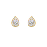 1Cttw Pear Shaped Lab Grown Diamond (F/VS) Halo Stud Earrings in 14K Gold