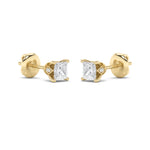 3Cttw Princess Shaped Lab Grown Diamond (F/VS) Tulip Head Stud Earrings in 14K Gold
