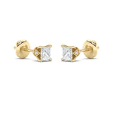 3Cttw Princess Shaped Lab Grown Diamond (F/VS) Tulip Head Stud Earrings in 14K Gold