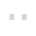 3Cttw Princess Shaped Lab Grown Diamond (F/VS) Tulip Head Stud Earrings in 14K Gold