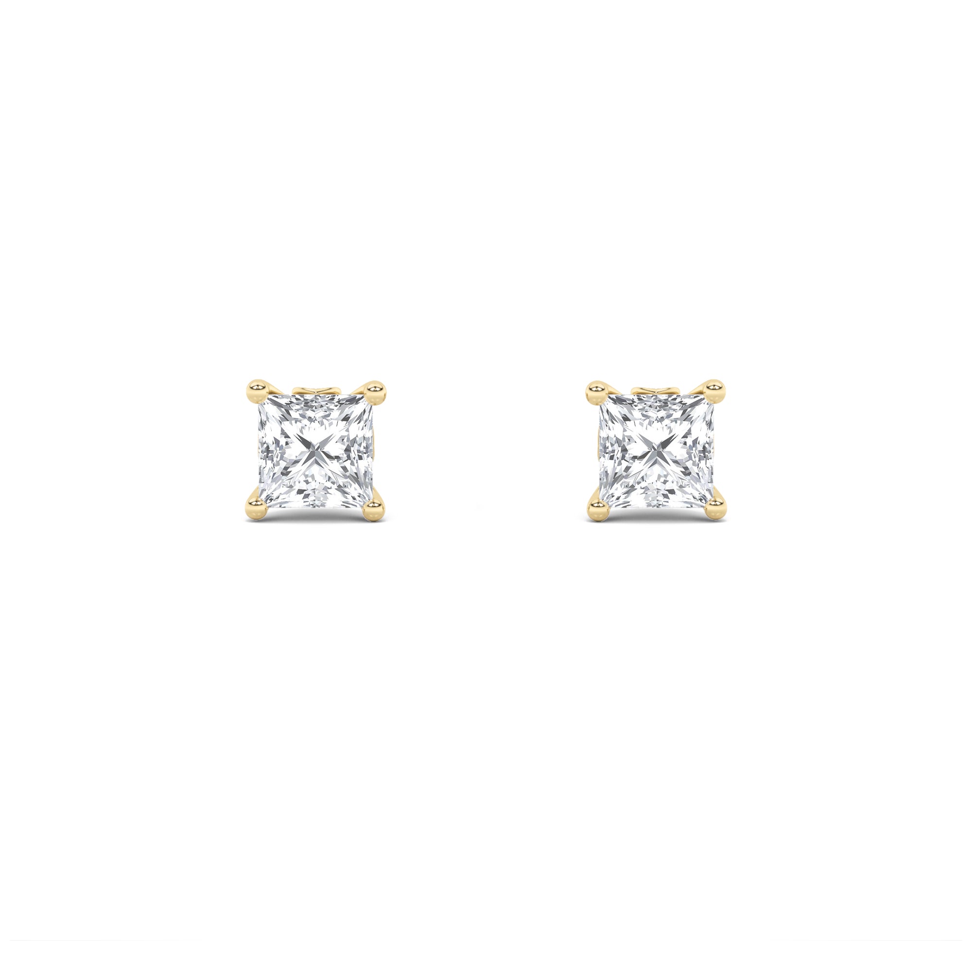 3Cttw Princess Shaped Lab Grown Diamond (F/VS) Tulip Head Stud Earrings in 14K Gold