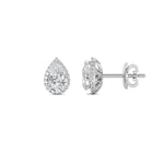 2Cttw Pear Shaped Lab Grown Diamond (F/VS) Halo Stud Earrings in 14K Gold