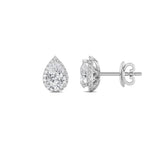 2Cttw Pear Shaped Lab Grown Diamond (F/VS) Halo Stud Earrings in 14K Gold