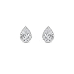 2Cttw Pear Shaped Lab Grown Diamond (F/VS) Halo Stud Earrings in 14K Gold