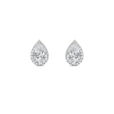 2Cttw Pear Shaped Lab Grown Diamond (F/VS) Halo Stud Earrings in 14K Gold