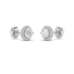 1Cttw Round Shaped Lab Grown Diamond (F/VS) Halo Stud Earrings in 14K Gold