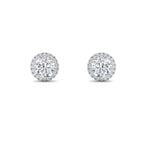 1Cttw Round Shaped Lab Grown Diamond (F/VS) Halo Stud Earrings in 14K Gold