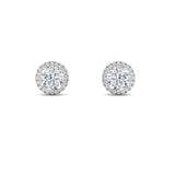 1Cttw Round Shaped Lab Grown Diamond (F/VS) Halo Stud Earrings in 14K Gold