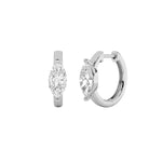 1.5Cttw Marquise Shaped Lab Grown Diamond (F/VS) Solitaire Huggie Earrings in 14K Gold