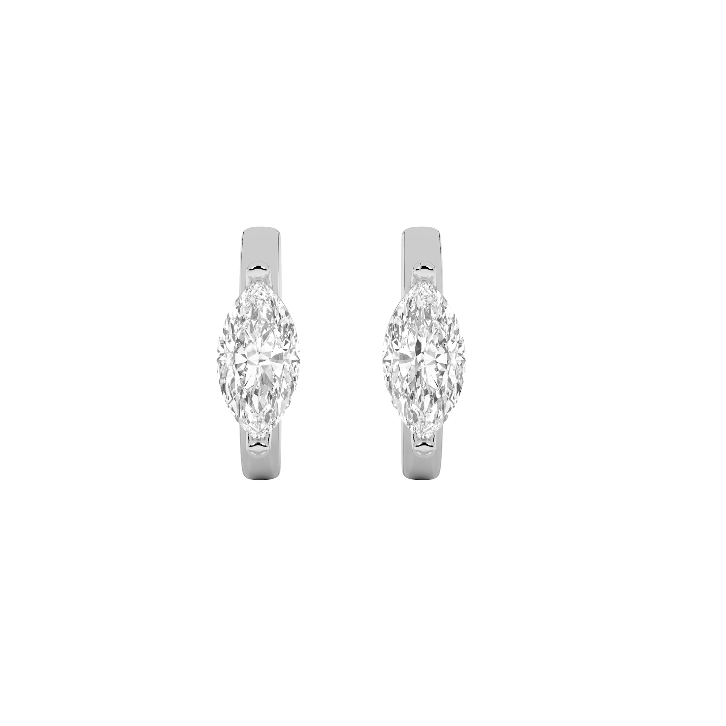 1.5Cttw Marquise Shaped Lab Grown Diamond (F/VS) Solitaire Huggie Earrings in 14K Gold
