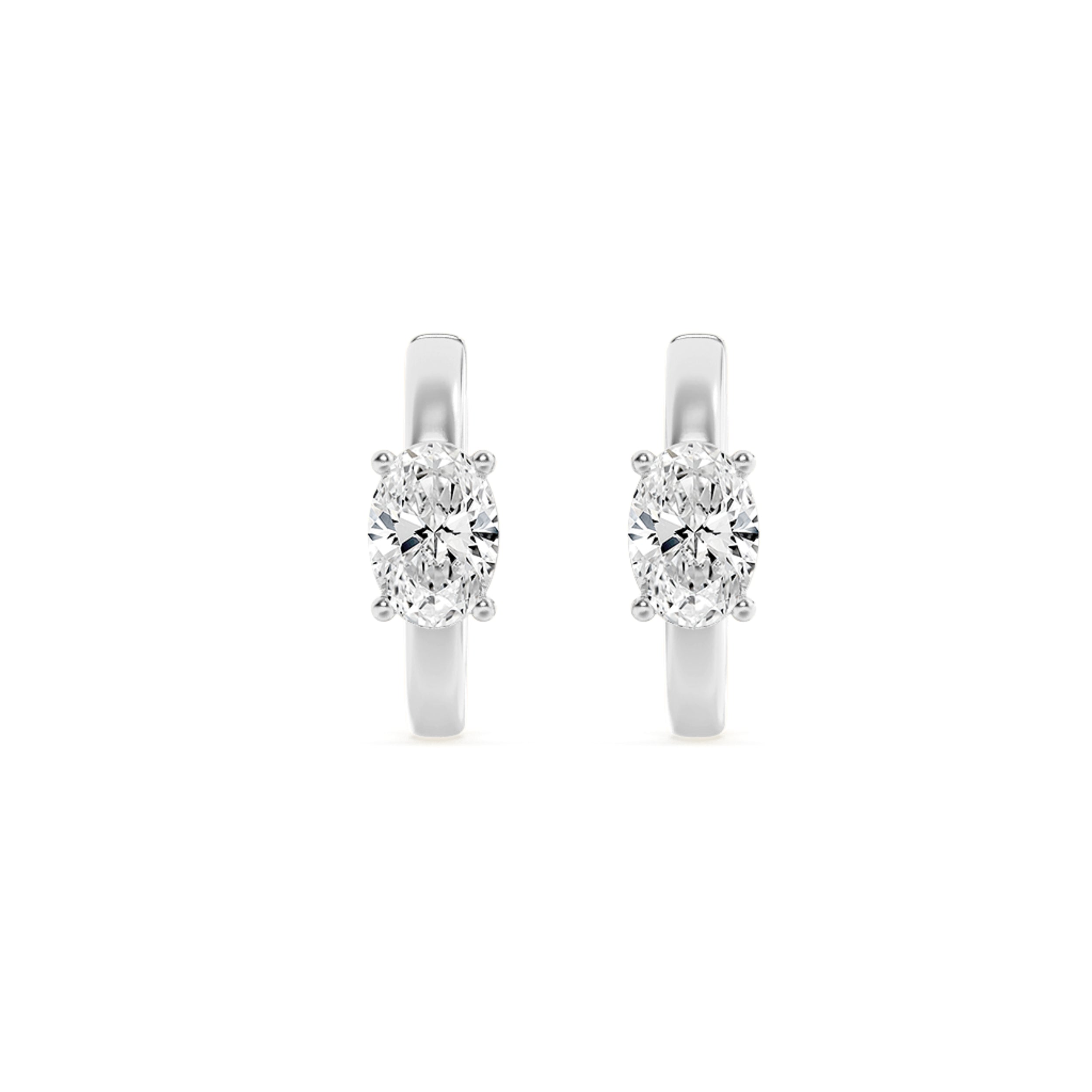 1.5Cttw Oval Shaped Lab Grown Diamond (F/VS) Solitaire Huggie Earrings in 14K Gold