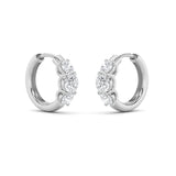 2Cttw Round Shaped Lab Grown Diamond (F/VS) Three Stone Huggie Earrings in 14K Gold
