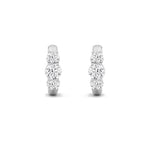 2Cttw Round Shaped Lab Grown Diamond (F/VS) Three Stone Huggie Earrings in 14K Gold