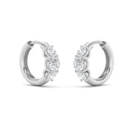 2Cttw Round Shaped Lab Grown Diamond (F/VS) Three Stone Huggie Earrings in 14K Gold