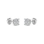 3Cttw Round Shaped Lab Grown Diamond (F/VS) Hidden Halo Stud Earrings in 14K Gold