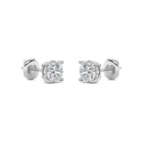 3Cttw Round Shaped Lab Grown Diamond (F/VS) Hidden Halo Stud Earrings in 14K Gold