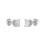 2Cttw Princess Shaped Lab Grown Diamond (F/VS) Hidden Halo Stud Earrings in 14K Gold