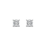2Cttw Princess Shaped Lab Grown Diamond (F/VS) Hidden Halo Stud Earrings in 14K Gold