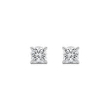 2Cttw Princess Shaped Lab Grown Diamond (F/VS) Hidden Halo Stud Earrings in 14K Gold