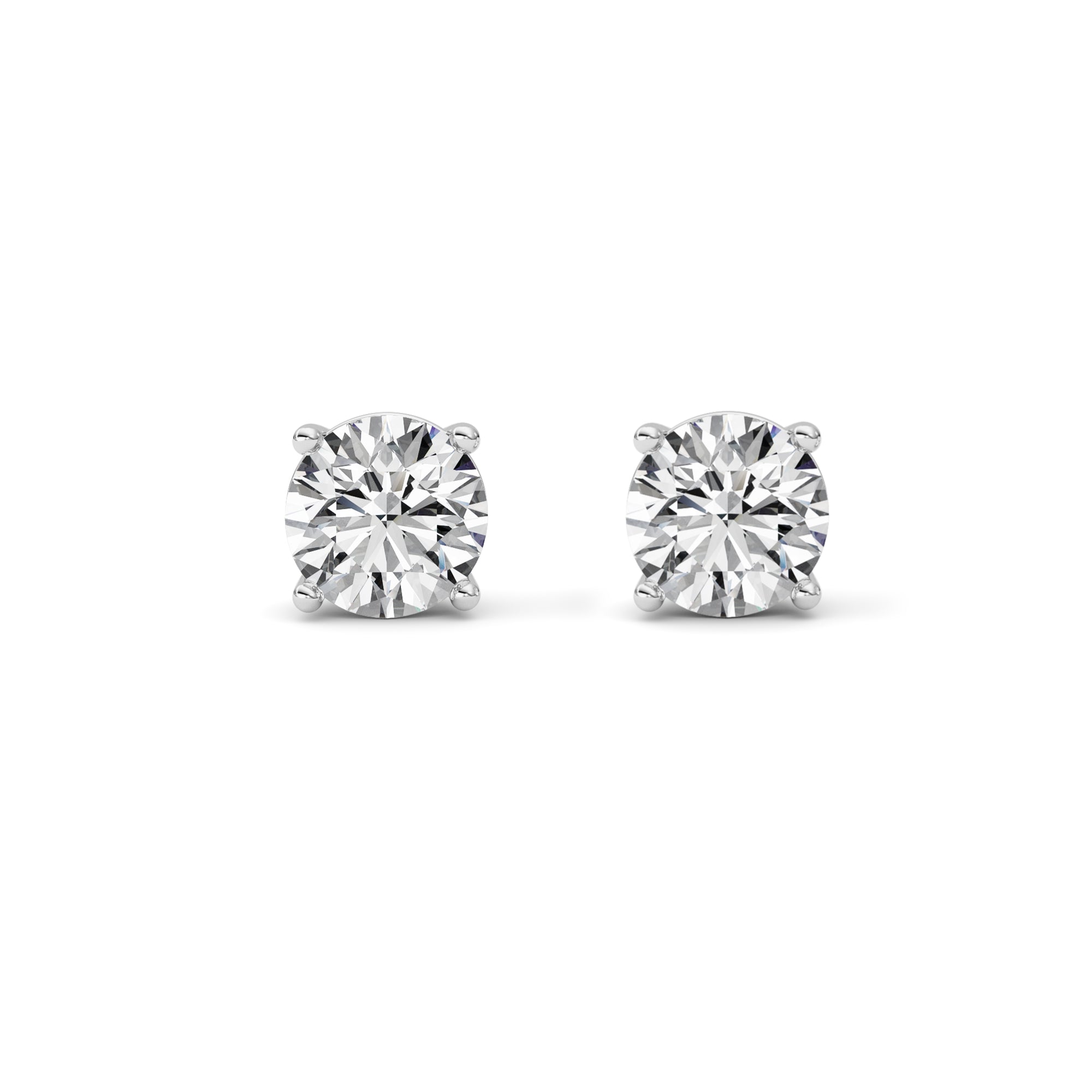 4Cttw Round Shaped Lab Grown Diamond (G/VS) Stud Earrings in 14K White Gold