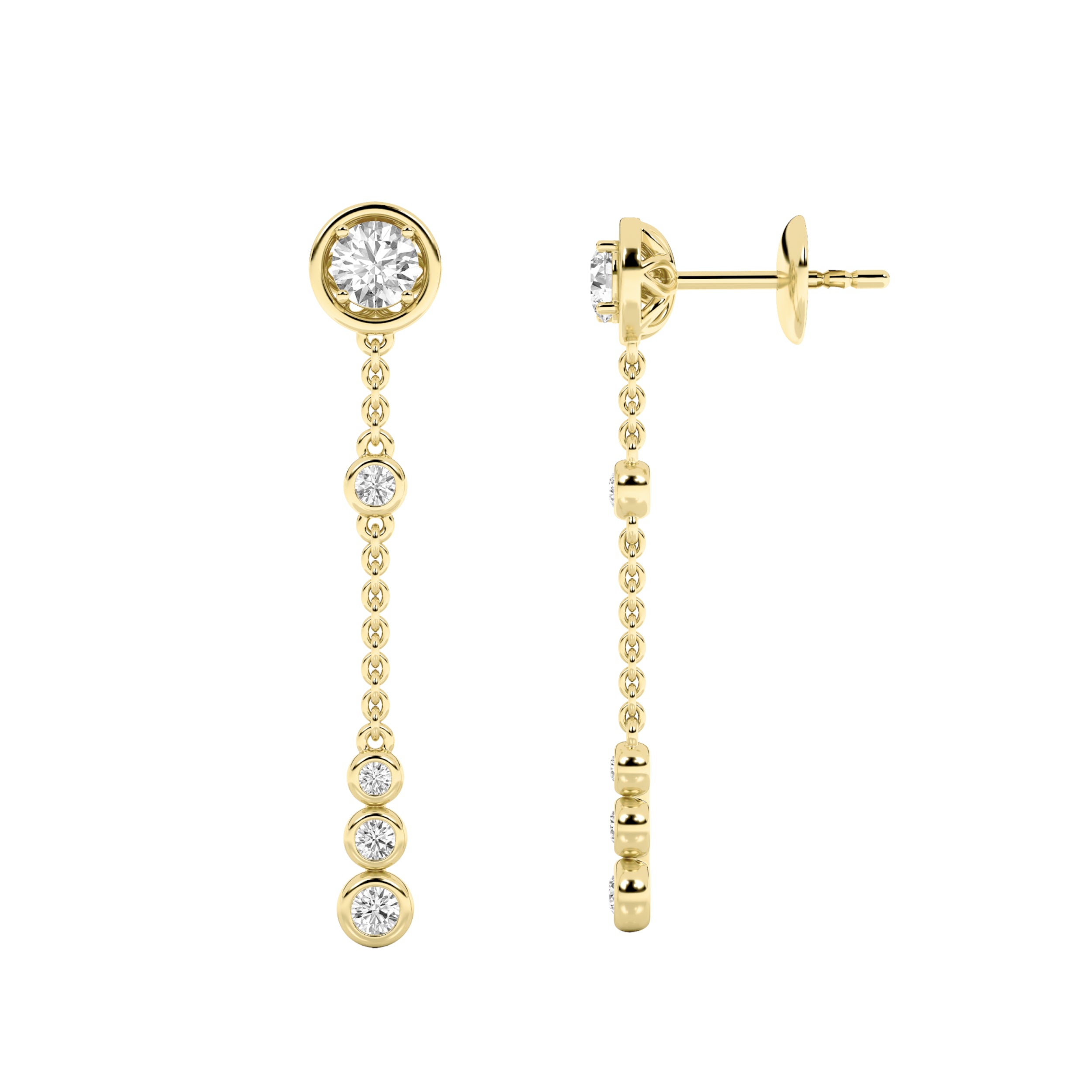 Ladies Bezel-Set Lab-Grown Diamond Earrings