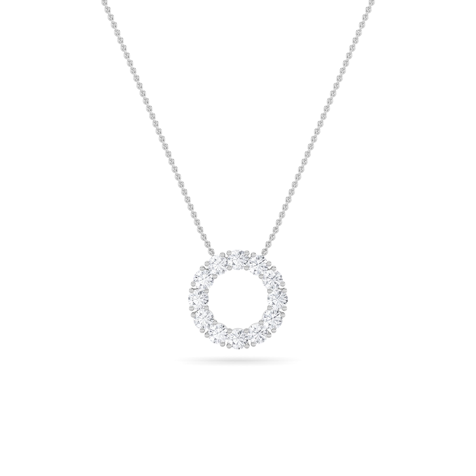 2Cttw Round Shaped Lab Grown Diamond (F/VS) Circle Pendant in 14K Gold