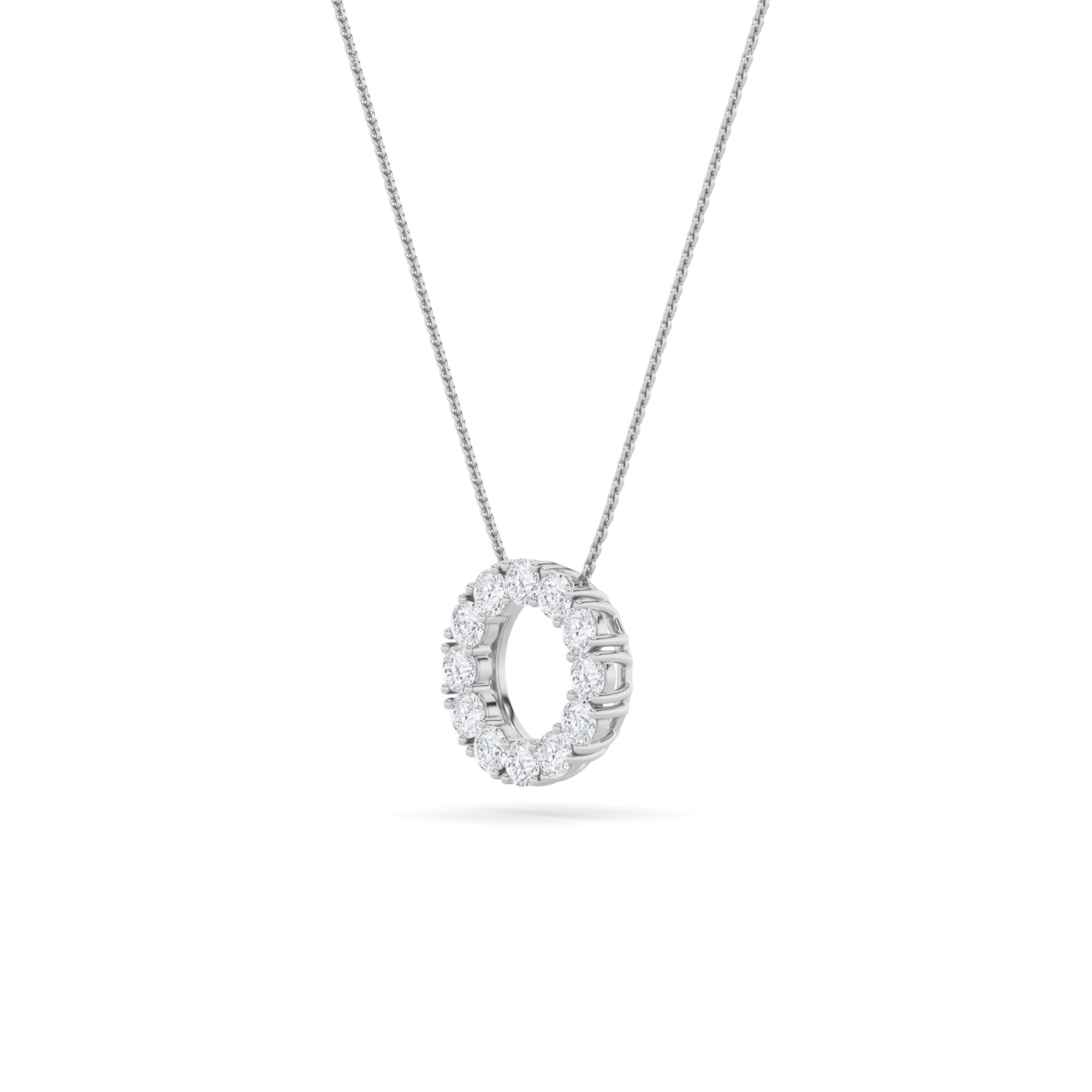 2Cttw Round Shaped Lab Grown Diamond (F/VS) Circle Pendant in 14K Gold