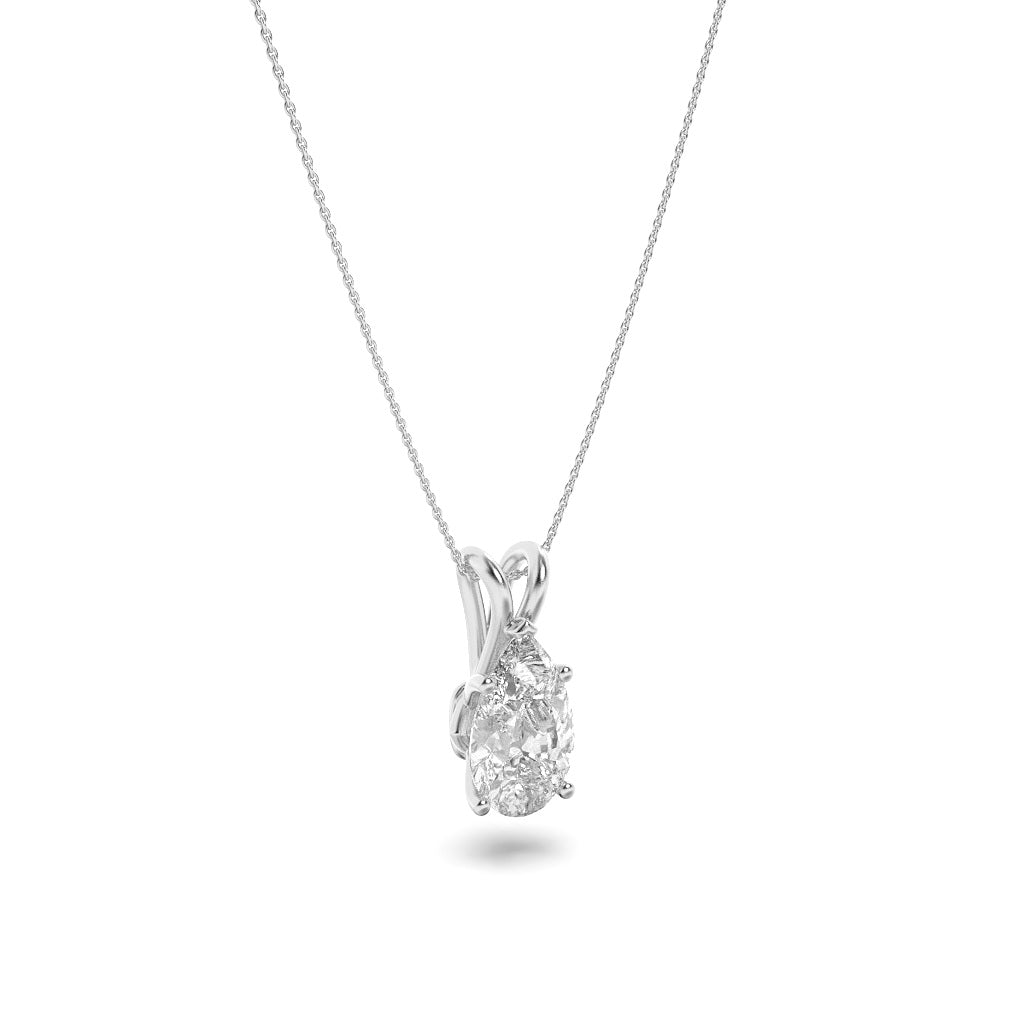 1Cttw Pear Shaped Lab Grown Diamond (F/VS) Split Bale Solitaire Pendant in 14K Gold
