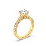 2Cttw Round Shaped Lab Grown Diamond (F/VS) Accented Engagement Ring in 14K Gold