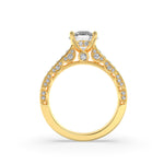 2Cttw Round Shaped Lab Grown Diamond (F/VS) Accented Engagement Ring in 14K Gold