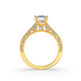 2Cttw Round Shaped Lab Grown Diamond (F/VS) Accented Engagement Ring in 14K Gold