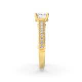 2Cttw Round Shaped Lab Grown Diamond (F/VS) Accented Engagement Ring in 14K Gold